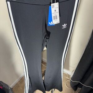 Adidas LADIES Black Leggings with White Stripes(123)